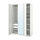 PAX / FARDAL/ÅHEIM Combinazione di guardaroba, lucido bianco/vetro a specchio, 150x60x236 cm
