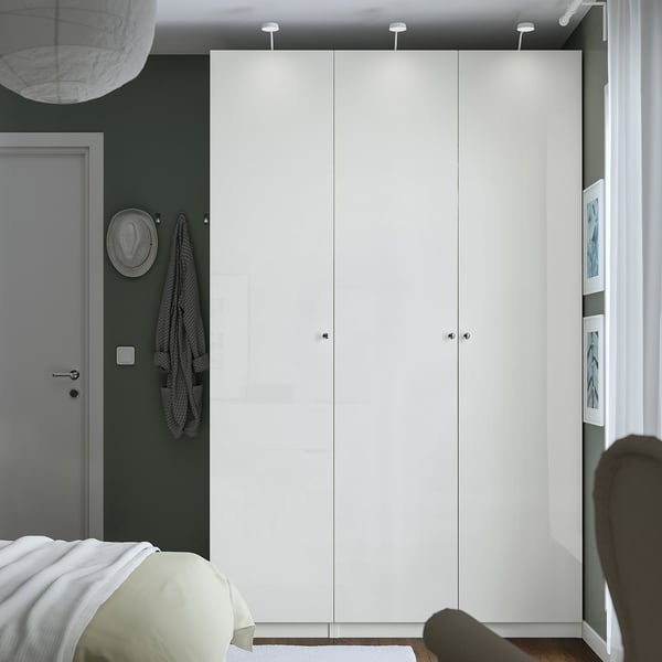 PAX / FARDAL Combinazione di guardaroba, bianco/lucido bianco, 150x60x236 cm
