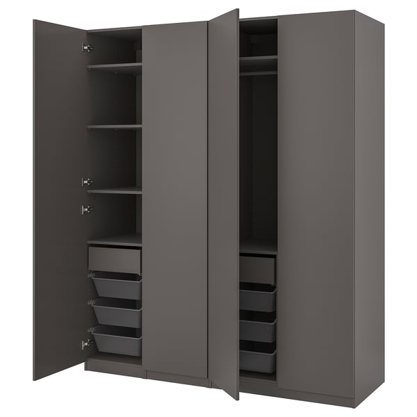 PAX / FORSAND Combinazione di guardaroba, grigio scuro/grigio scuro, 200x60x236 cm