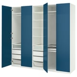 PAX / FYRUDDEN Combinazione di guardaroba, bianco/blu, 250x60x236 cm