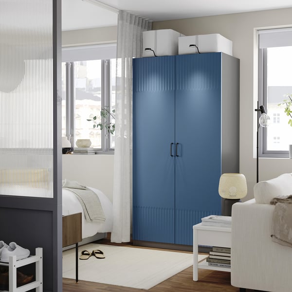 PAX / FYRUDDEN Combinazione di guardaroba, grigio scuro/blu, 100x60x201 cm
