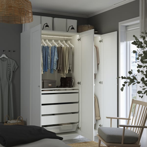 PAX / GULLABERG Combinazione di guardaroba, bianco/bianco, 150x60x201 cm
