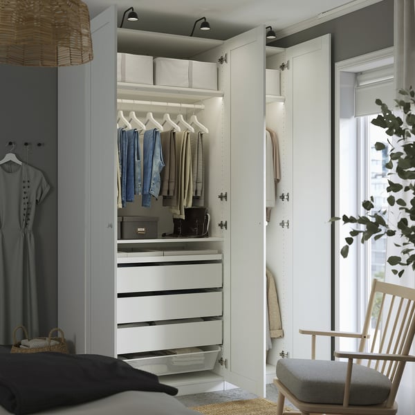 PAX / GULLABERG Combinazione di guardaroba, bianco/bianco, 150x60x236 cm