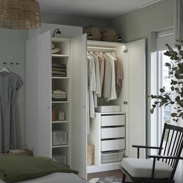PAX / GULLABERG Combinazione di guardaroba, bianco/bianco, 150x60x201 cm