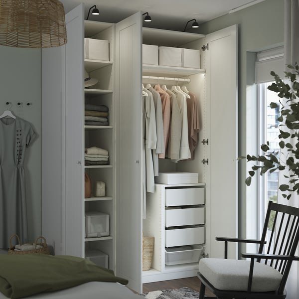 PAX / GULLABERG Combinazione di guardaroba, bianco/bianco, 150x60x236 cm