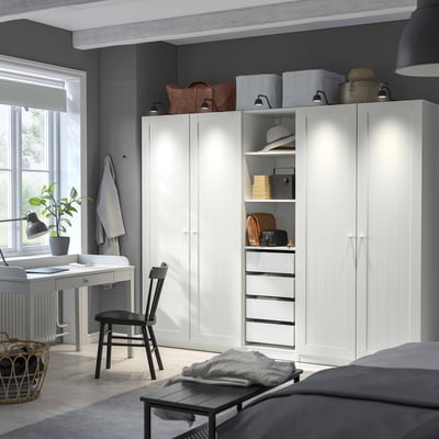 PAX / GULLABERG Combinazione di guardaroba, bianco/bianco, 250x60x201 cm