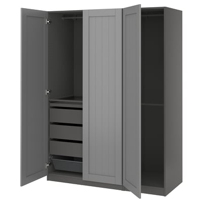 PAX / GULLABERG Combinazione di guardaroba, grigio scuro/grigio, 150x60x201 cm