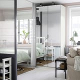 PAX / KAMMARTORP Combinazione di guardaroba, bianco vetro a specchio/grigio, 100x60x236 cm