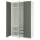 PAX / KAMMARTORP/GRIMO Combinazione di guardaroba, bianco vetro a specchio/grigio grigio-verde, 150x60x236 cm