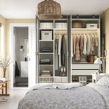 PAX / KAMMARTORP/GULLABERG Combinazione di guardaroba, bianco vetro a specchio/grigio bianco, 200x60x236 cm