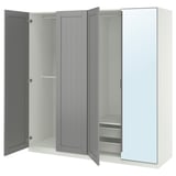 PAX / KAMMARTORP/GULLABERG Combinazione di guardaroba, bianco/vetro a specchio grigio, 200x60x201 cm