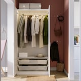 PAX / MISTUDDEN Combinazione di guardaroba, bianco/grigio fantasia, 100x60x201 cm