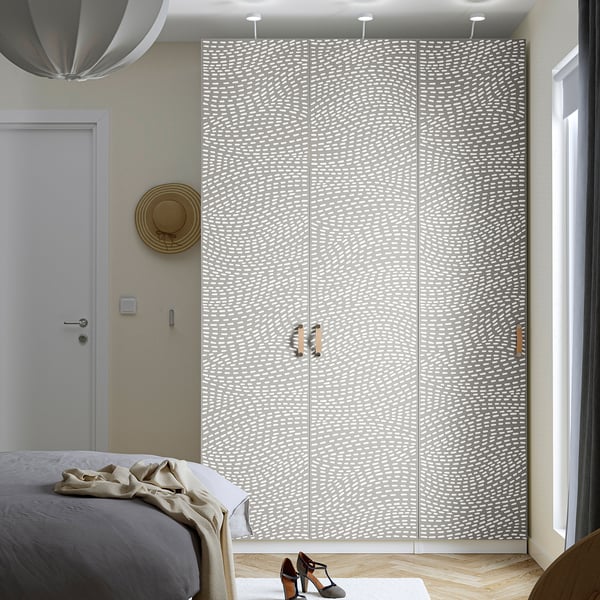 PAX / MISTUDDEN Combinazione di guardaroba, bianco/grigio fantasia, 150x60x236 cm