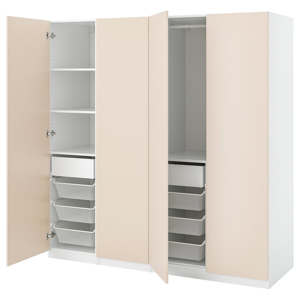 PAX / REINSVOLL Combinazione di guardaroba, bianco/grigio-beige, 200x60x201 cm