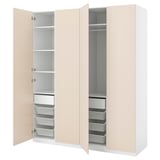PAX / REINSVOLL Combinazione di guardaroba, bianco/grigio-beige, 200x60x236 cm