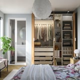 PAX / STORKLINTA Combinazione di guardaroba, bianco effetto rovere/bianco, 185x60x236 cm