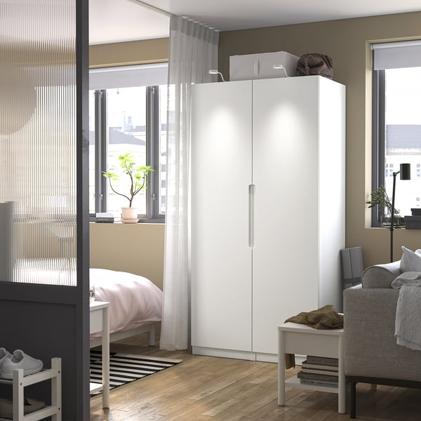 PAX / TONSTAD Combinazione di guardaroba, bianco/bianco sporco, 100x60x201 cm