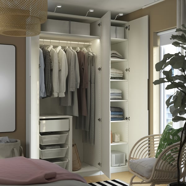 PAX / TONSTAD Combinazione di guardaroba, bianco/bianco sporco, 150x60x236 cm