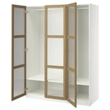 PAX / TONSTAD Combinazione di guardaroba, bianco/impiallacciatura di rovere vetro, 150x60x201 cm
