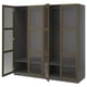 PAX / TONSTAD Combinazione di guardaroba, grigio scuro marrone/impiallacciatura di rovere/mordente vetro, 200x60x201 cm