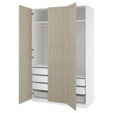 PAX / TYSSEDAL Combinazione di guardaroba, bianco/grigio-beige, 150x60x236 cm