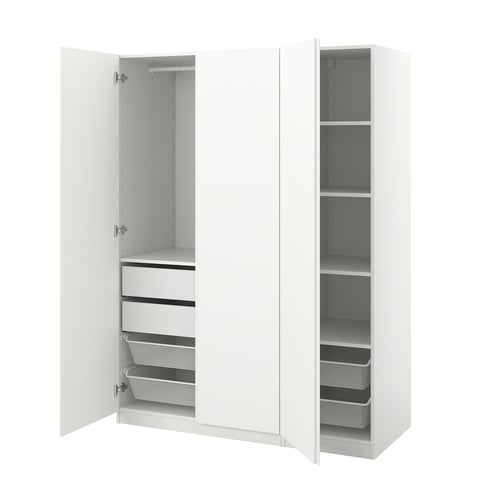 PAX / VIKANES Combinazione di guardaroba, bianco/bianco, 150x60x201 cm