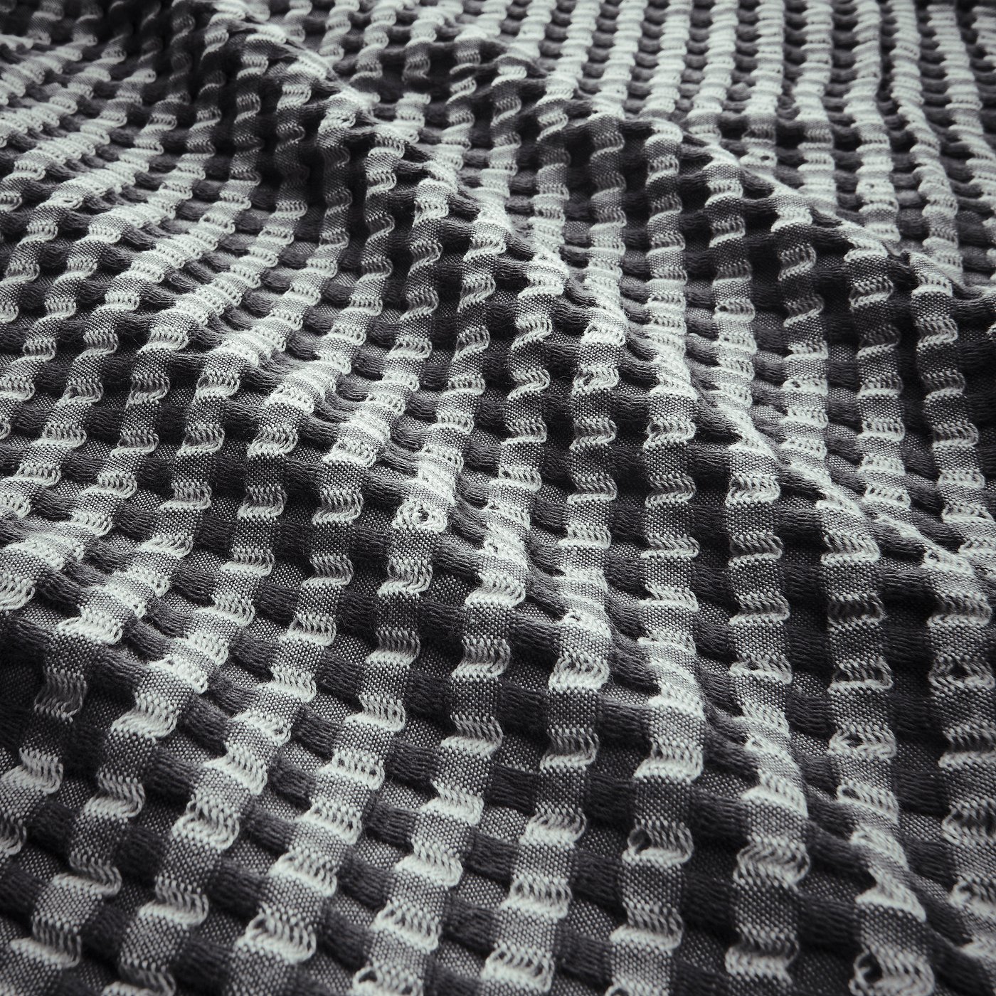Copriletto In Cotone Indiano Tropicana - Queen Size, Grigio Scuro, Ricamo Kantha A Mano - 3