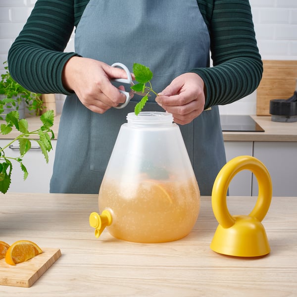 PILLERSTARR Dispenser con rubinetto, trasparente giallo canarino, 4 l