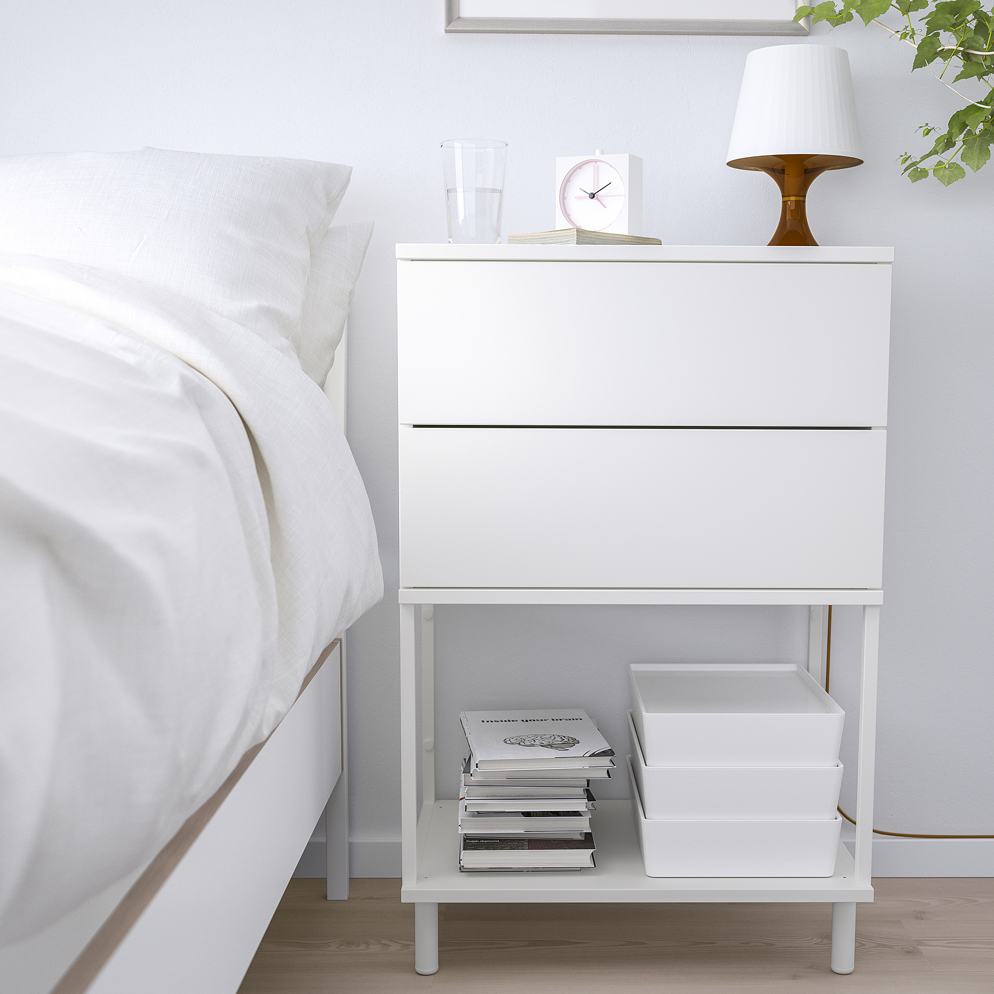 PLATSA Cassettiera con 2 cassetti, bianco/Fonnes, 60x42x93 cm