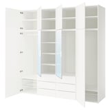 PLATSA Combinazione di guardaroba, bianco STRAUMEN specchio/FONNES bianco, 240x57x241 cm