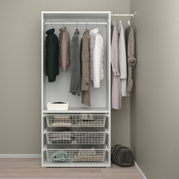 PLATSA Guardaroba con 2 ante, bianco/Fonnes bianco, 110-127x57x181 cm