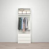 PLATSA Guardaroba con 2 ante e 3 cassetti, bianco/Fonnes bianco, 80x42x221 cm