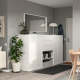 PLATSA Guardaroba con 4 ante e 3 cassetti, bianco FONNES bianco/SANNIDAL bianco, 240x57x123 cm