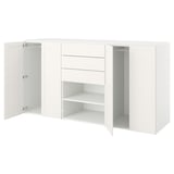 PLATSA Guardaroba con 4 ante e 3 cassetti, bianco FONNES bianco/SANNIDAL bianco, 240x57x123 cm