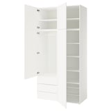 PLATSA Guardaroba con 4 ante e 3 cassetti, bianco/Fonnes bianco, 120x57x241 cm