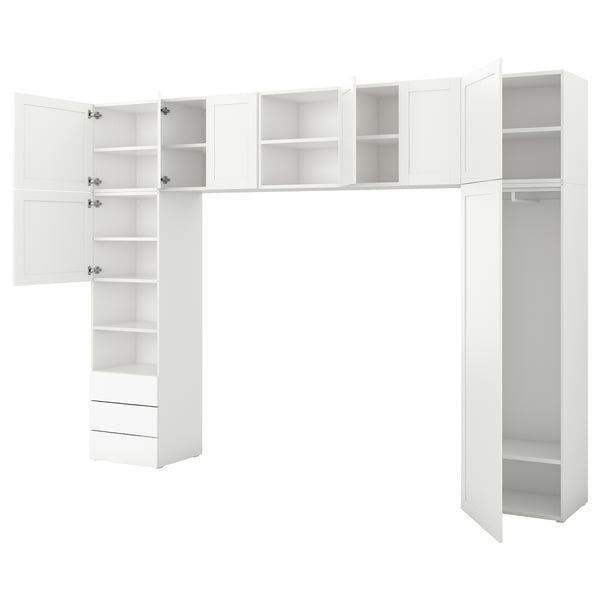 PLATSA Guardaroba con 8 ante e 3 cassetti, bianco/Fonnes Sannidal, 340x42x241 cm