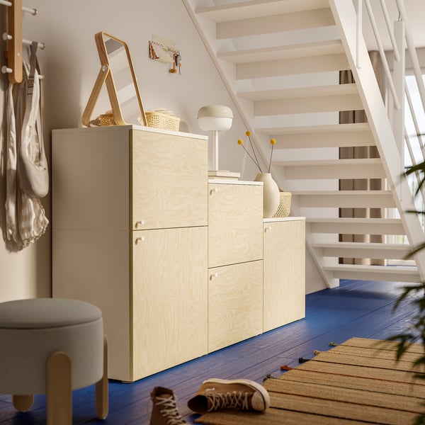 PLATSA Mobile con 5 ante, bianco/Kalbåden effetto pino, 180x42x103 cm