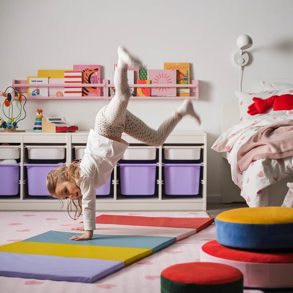 PLUFSIG Tappetino ginnastica pieghevole, rosso/lilla, 78x185 cm
