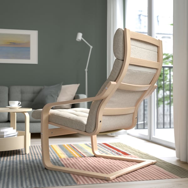 POÄNG Poltrona, impiallacciato rovere mord bianco/Gunnared beige