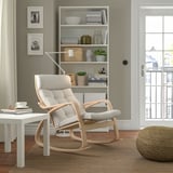 POÄNG Sedia a dondolo, impiallacciato rovere mord bianco/Gunnared beige