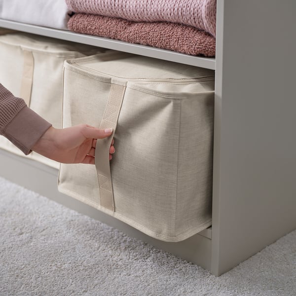 PURRPINGLA Custodia, tessuto/beige, 43x53x19 cm