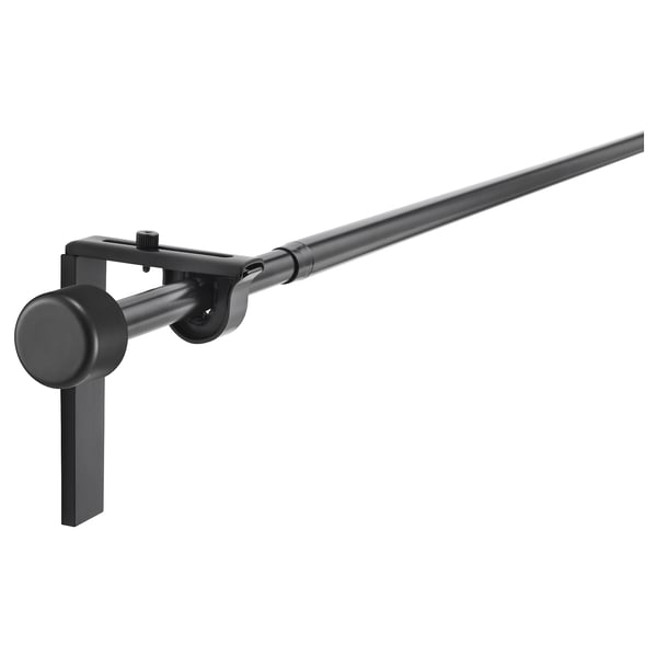 RÄCKA Combinazione di bastoni per tenda, con supporti da parete/soffitto/con terminali nero, 70-120 cm