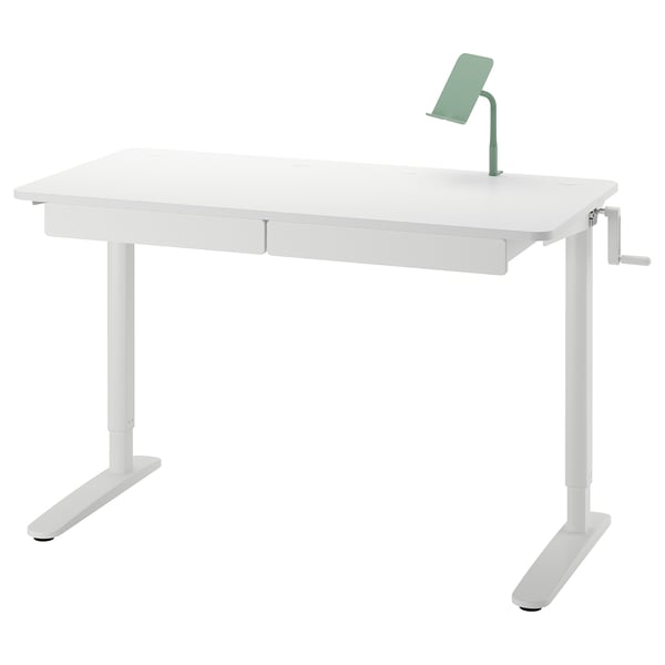RELATERA Combinaz scrivan regolab in altezza, bianco/grigio chiaro-verde, 117x60 cm