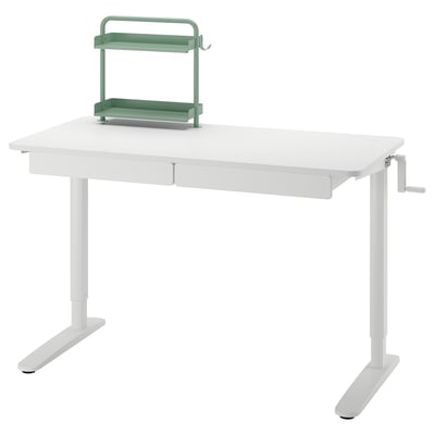 RELATERA Combinaz scrivan regolab in altezza, bianco/grigio chiaro-verde, 117x60 cm