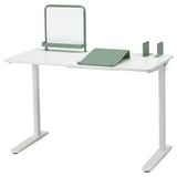 RELATERA Combinazione con scrivania, bianco/grigio chiaro-verde, 117x60 cm