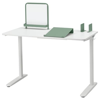 RELATERA Combinazione con scrivania, bianco/grigio chiaro-verde, 117x60 cm