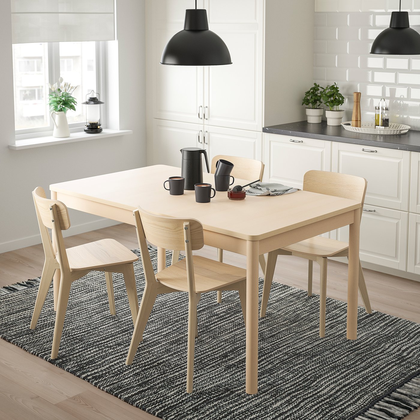 RÖNNINGE / LISABO Tavolo e 4 sedie, betulla/frassino, 155/210x90x75 cm -  IKEA Svizzera