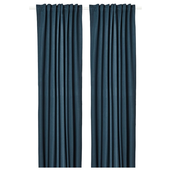 ROSENMANDEL Tenda semioscurante, 2 teli, blu scuro/con nastro arricciatende, 135x300 cm