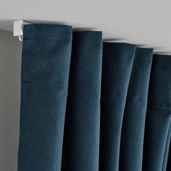 ROSENMANDEL Tenda semioscurante, 2 teli, blu scuro/con nastro arricciatende, 135x300 cm