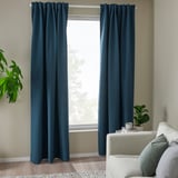 ROSENMANDEL Tenda semioscurante, 2 teli, blu scuro/con nastro arricciatende, 135x300 cm